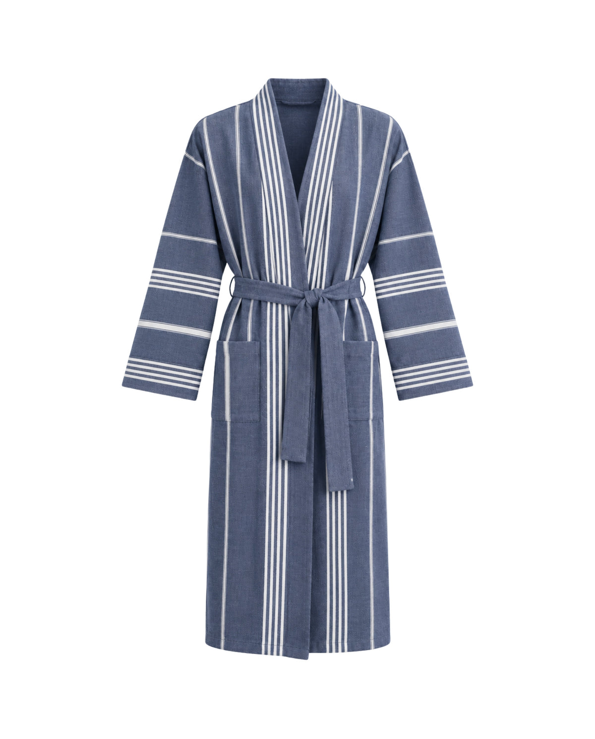 Hamam badjas marineblauw vooraanzicht - vrijstaand