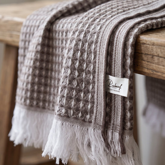 wafel hamamdoek bruin - detail