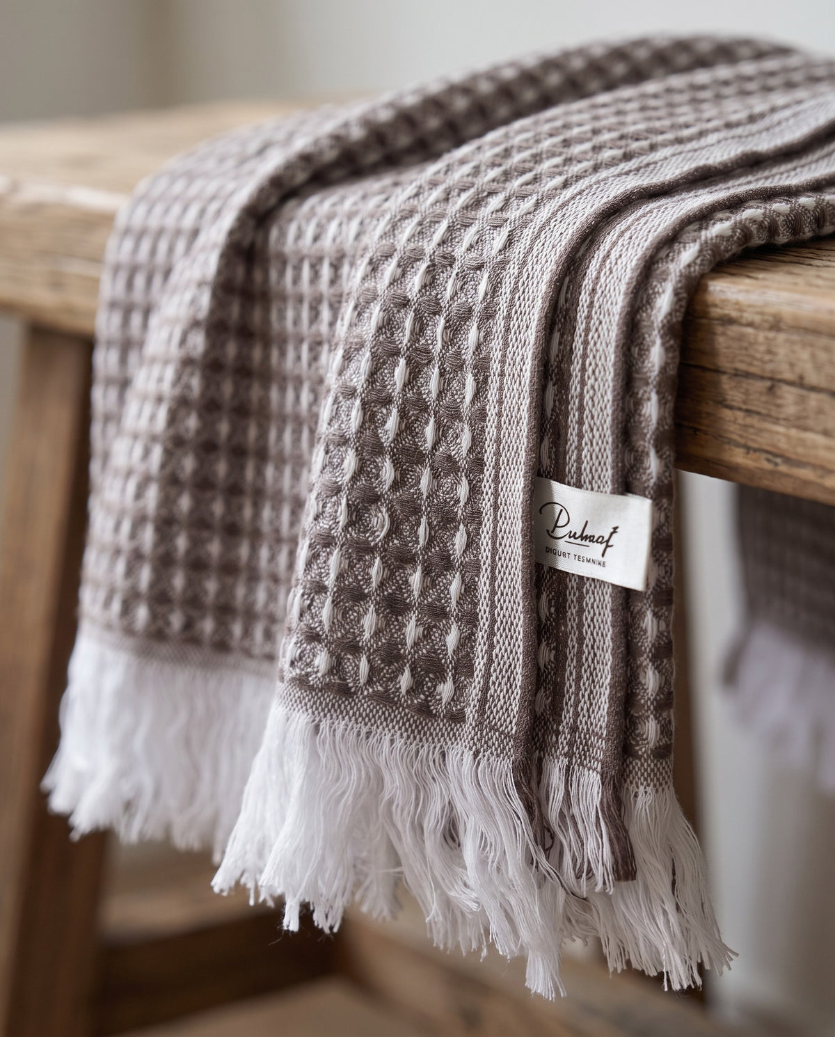 wafel hamamdoek bruin - detail