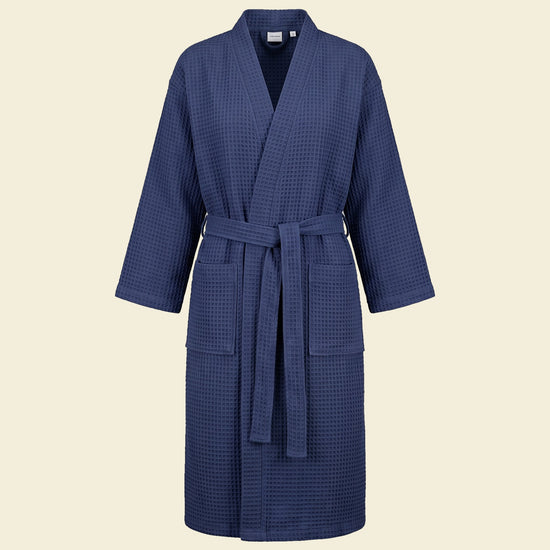 wafel kimono badjas navy - op kleur