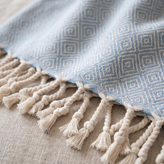 XXL hamamdoek Diamond air blue - detail