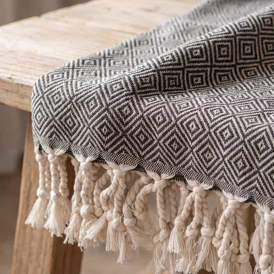 XXL hamamdoek Diamond black - detail