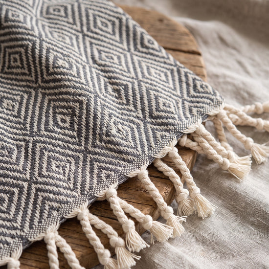 XXL hamamdoek Diamond dark grey - detail