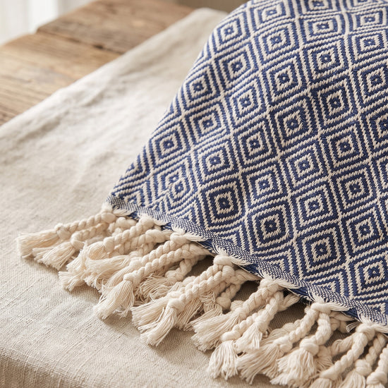 XXL hamamdoek Diamond navy - detail