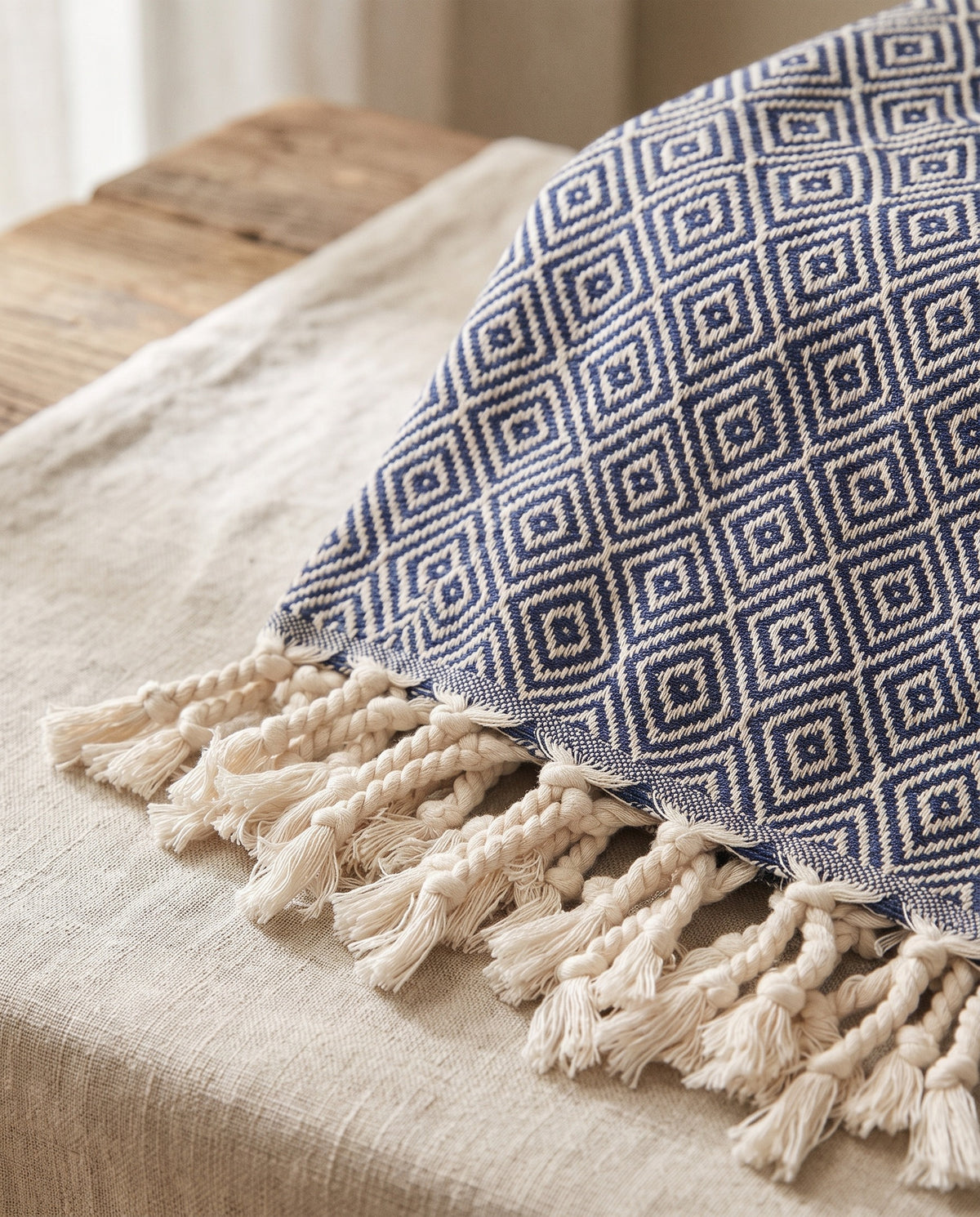 XXL hamamdoek Diamond navy - detail