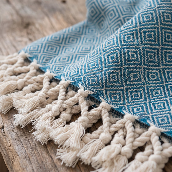 XXL hamamdoek Diamond petrol blue - detail