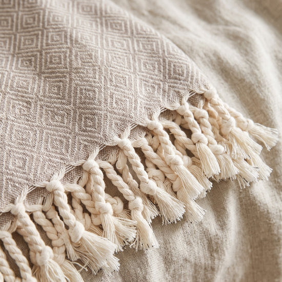 XXL hamamdoek Diamond taupe - detail