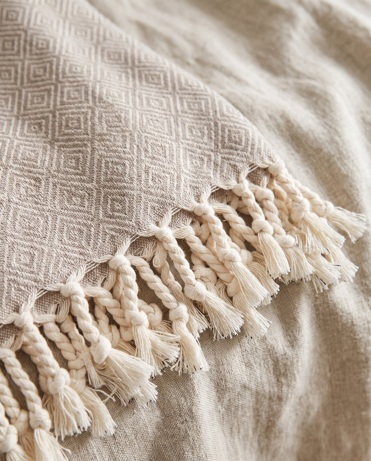 XXL hamamdoek Diamond taupe - detail