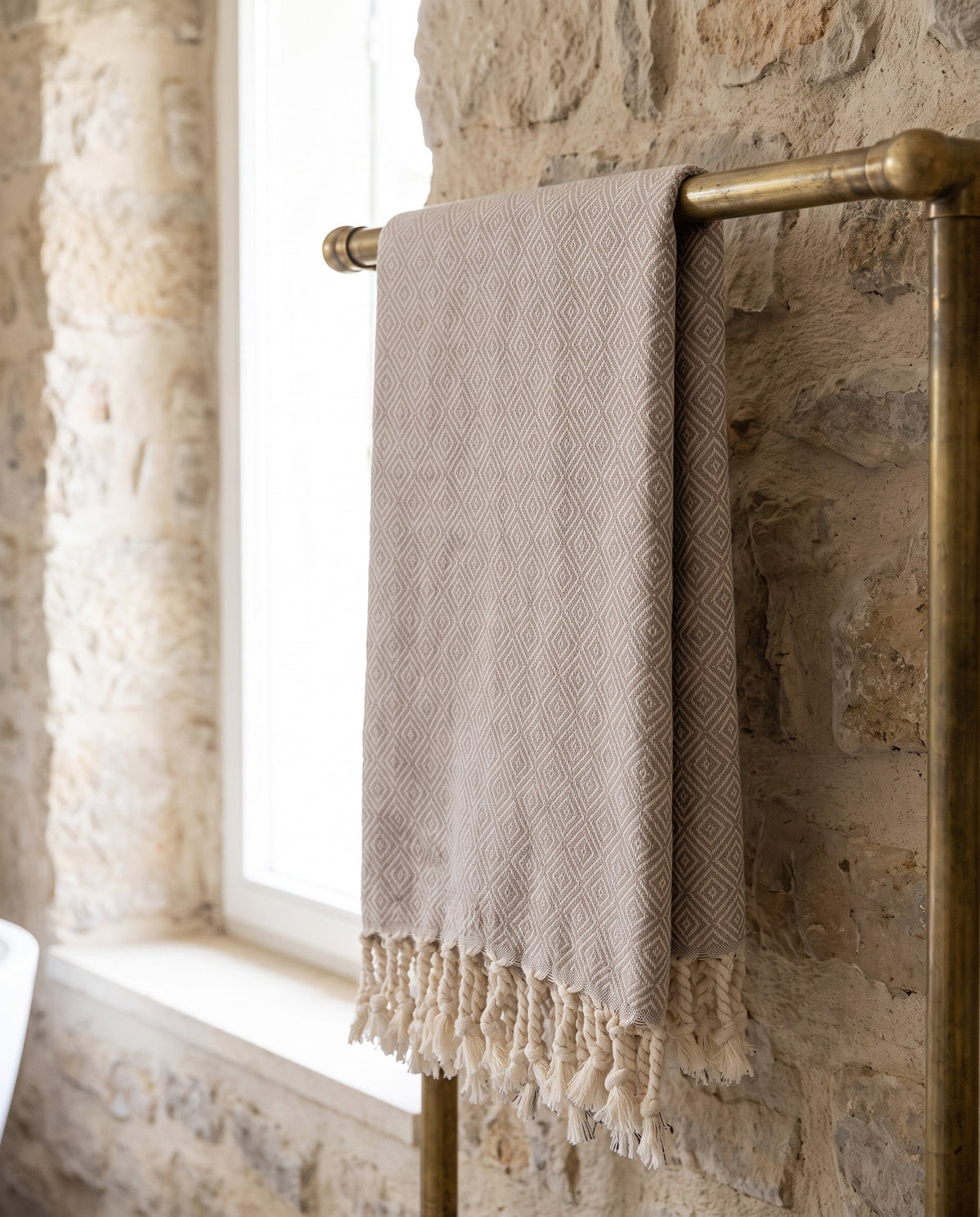 XXL hamamdoek Diamond taupe - sfeer
