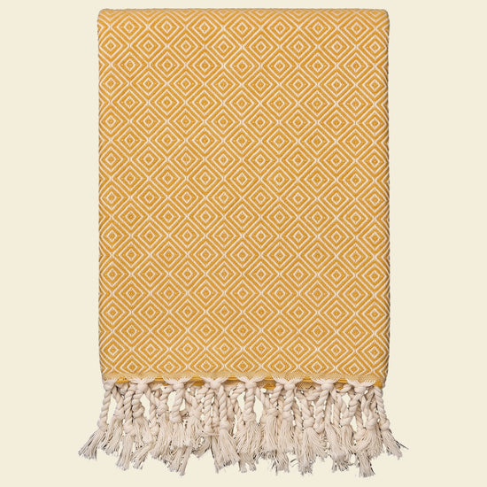 XXL hamamdoek plaid Diamond mustard yellow - op kleur