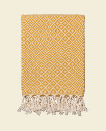 XXL hamamdoek plaid Diamond mustard yellow - op kleur