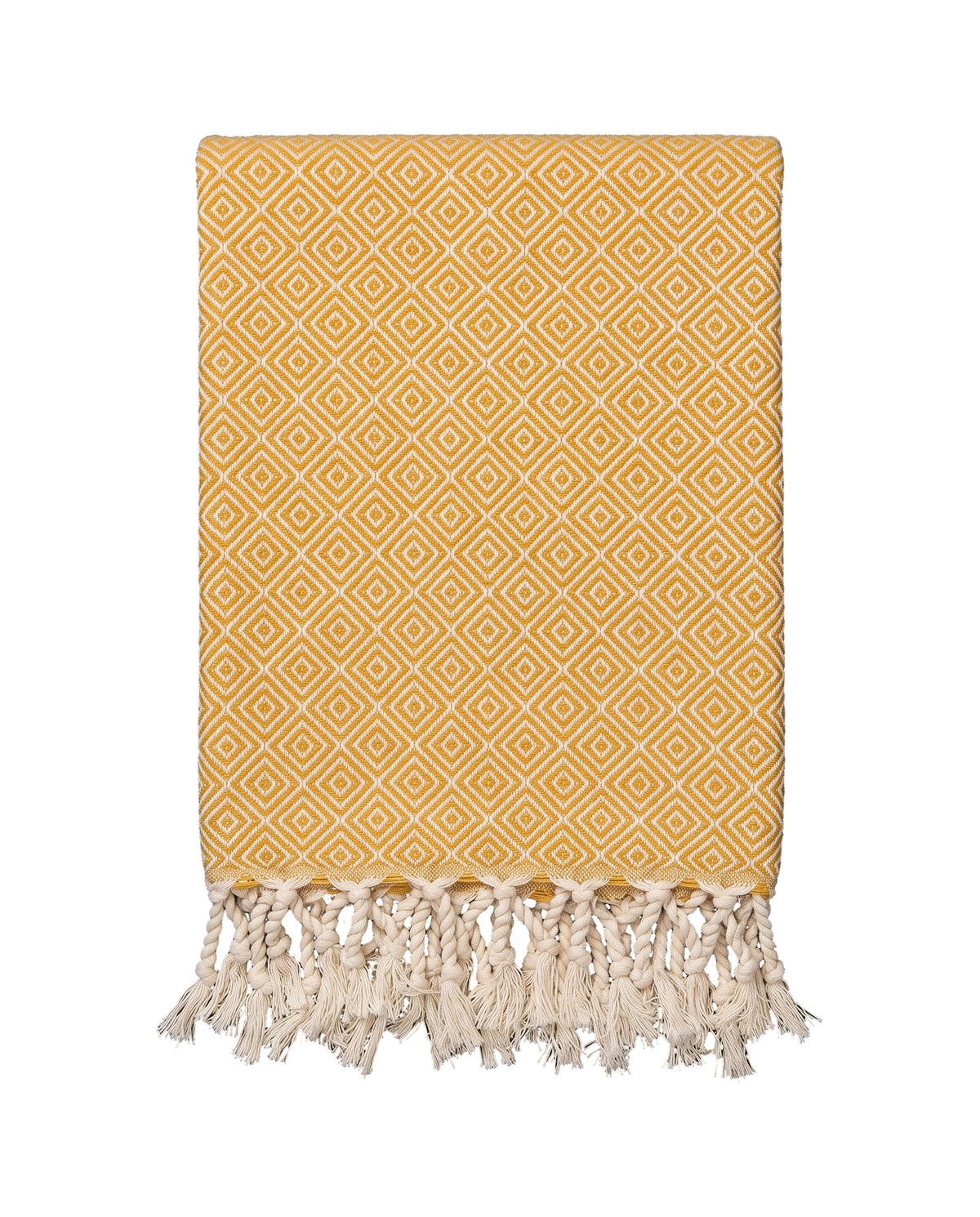 XXL hamamdoek plaid Diamond mustard yellow - vrijstaand